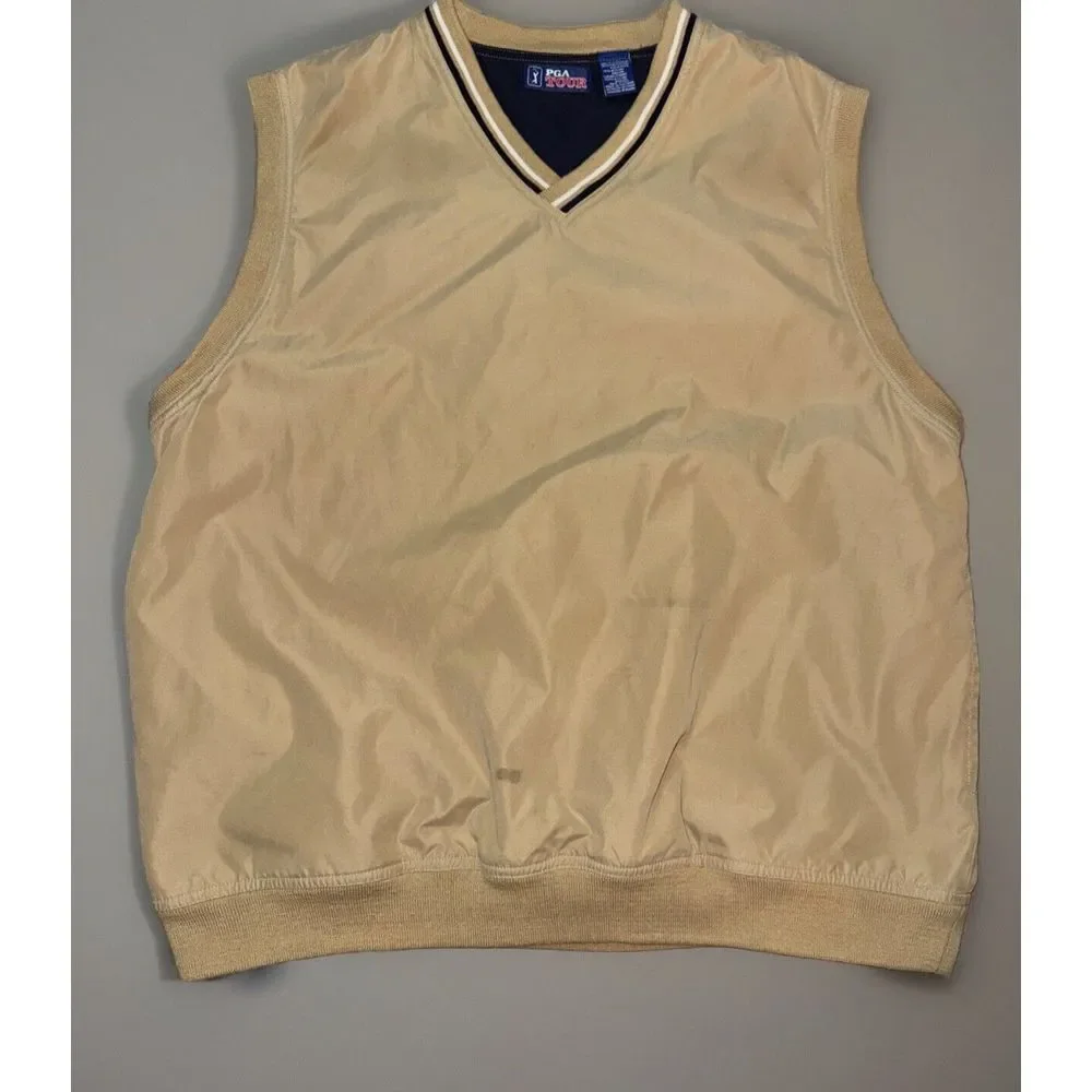 PGA Tour Gold Embroidered‎ Athletic Performance Golf Vest Mens Size Large